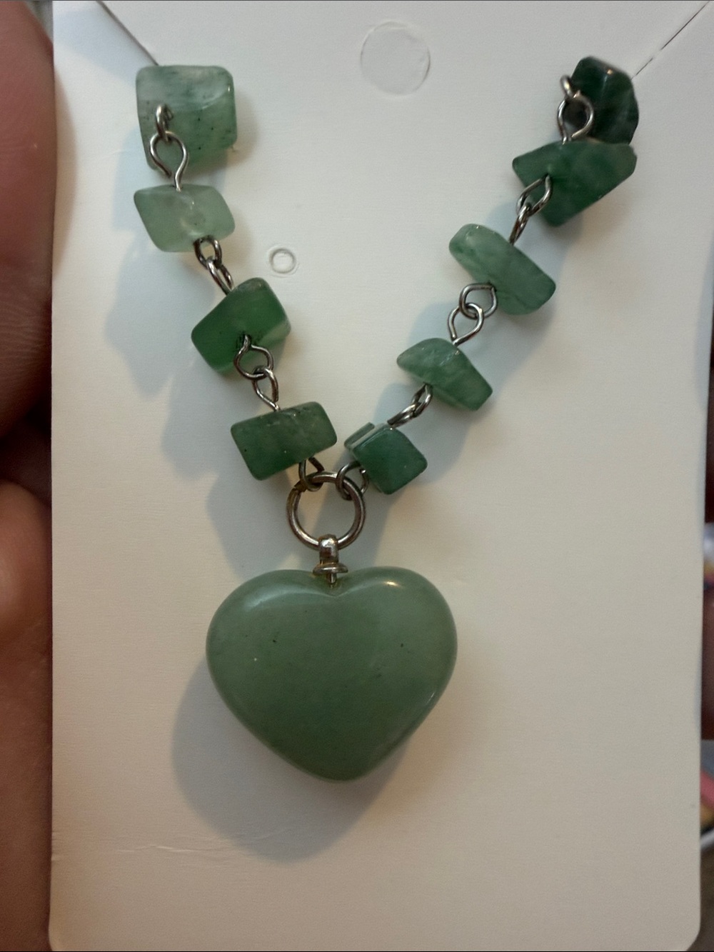 Green adventurine Heart Stone Pendant Necklace - Women Jewelry